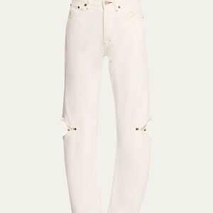 Women’s Still Here White Denim Jeans with Knee Cutouts